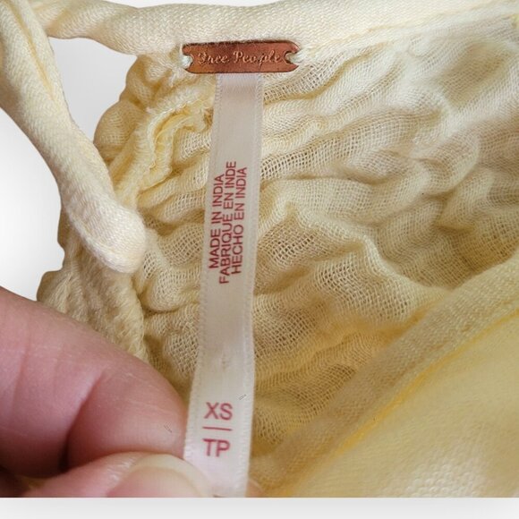 Free People Adler Tunic XS - Boho Flowy Gauze Dress Butter Yellow - Picture 11 of 16